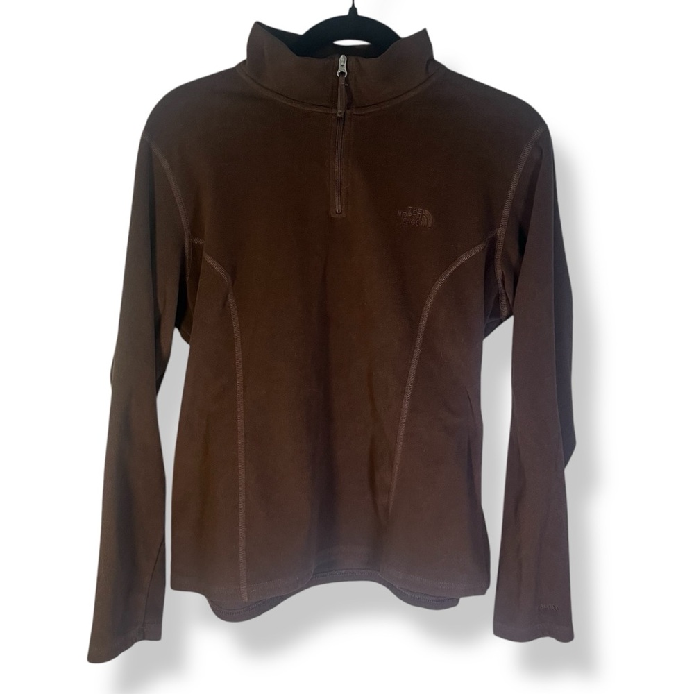 The North Face Quarter Zip Fleece Jacket, Woman’s XL, Brown, Long Sleeve